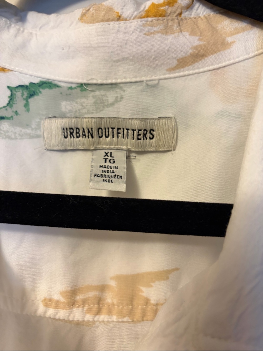 Urban Outfitters White Shirt with Green and Tan Brushstroke Print - Picture 3 of 5